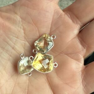 Sterling Silver and Yellow Gold Vermeil Citrine & Green Amethyst Gemstone Connec